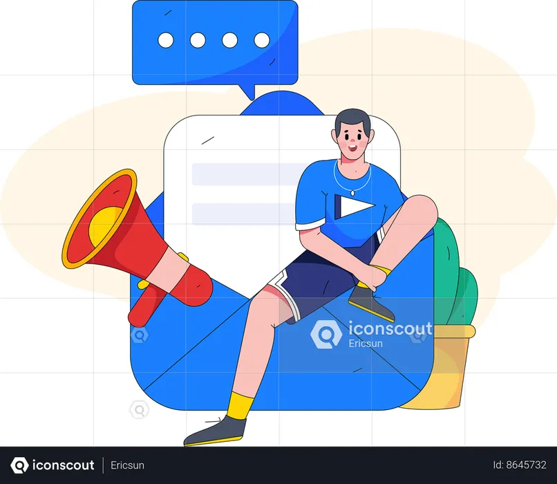 Man receiving promotional email  Illustration