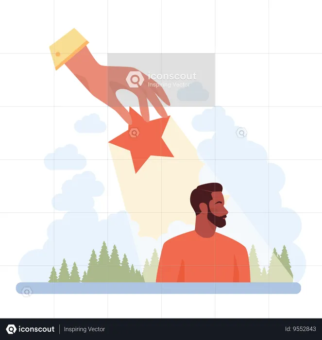 Man receiving signal source  Illustration