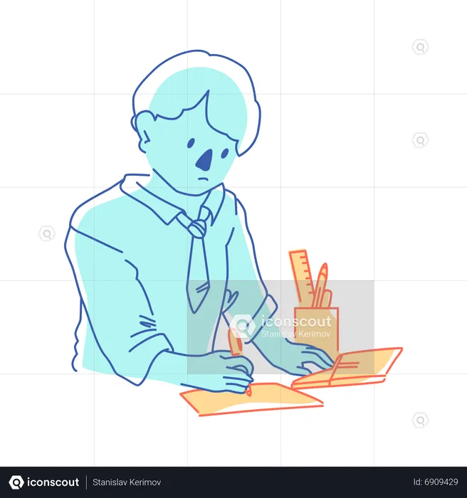 Man records the accounting in office  Illustration
