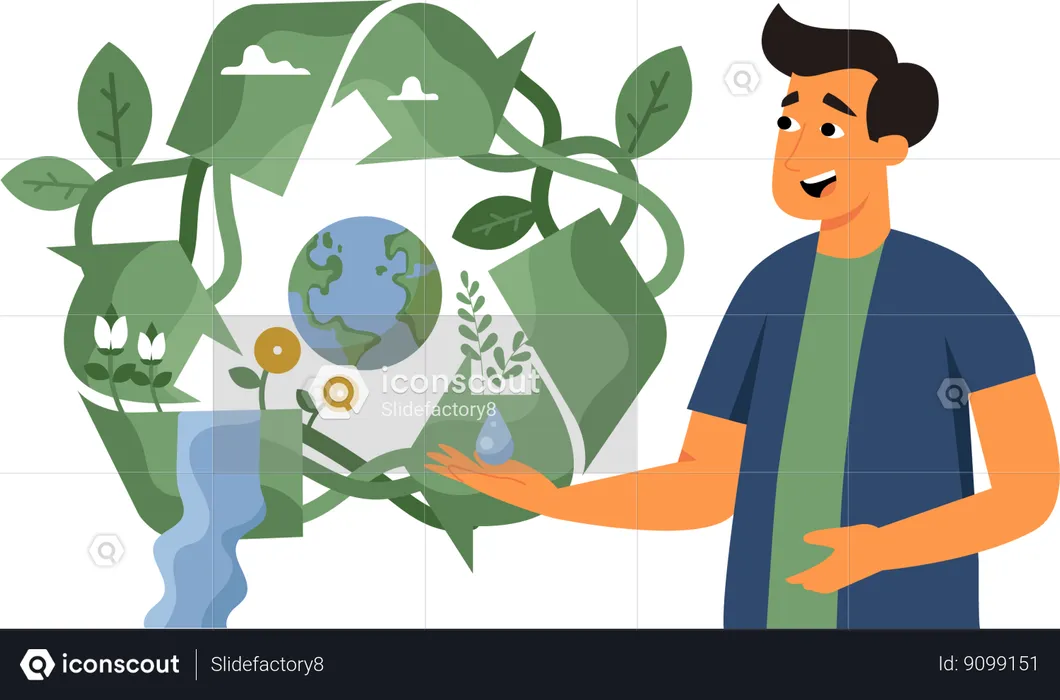 Man recycling for earth  Illustration