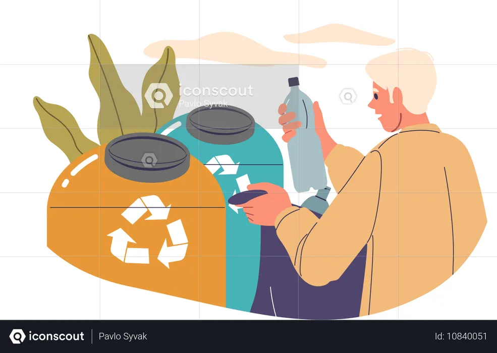 Man recycling plastic bottle  Illustration