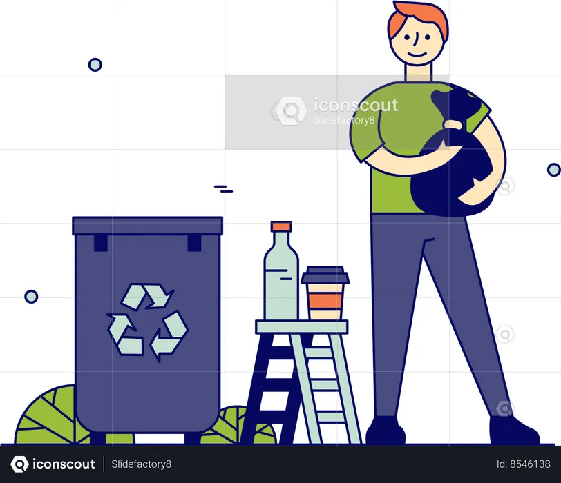 Man recycling trash  Illustration