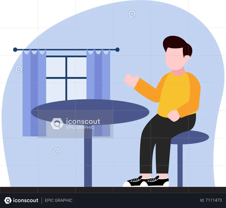 Man Relaxing At Home  Illustration