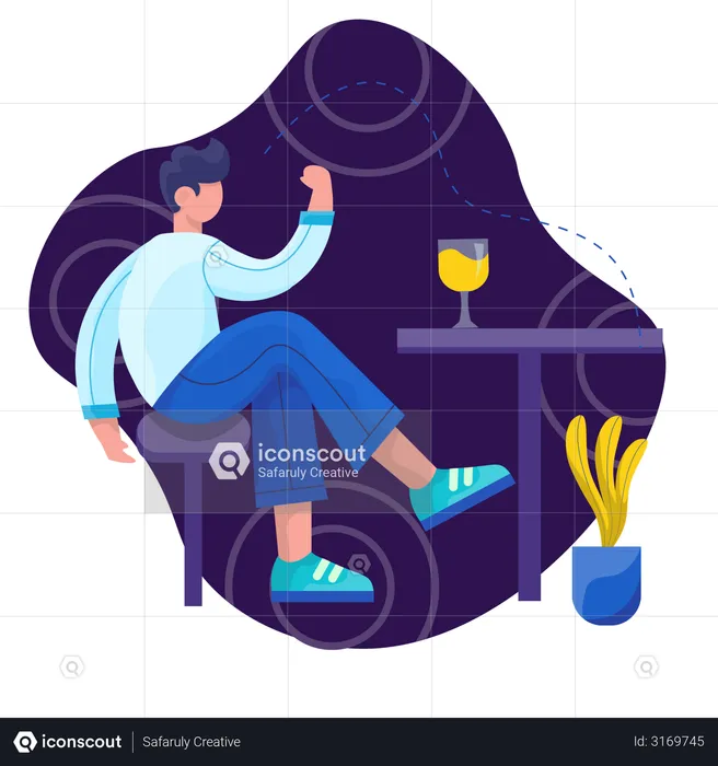 Man relaxing in free time  Illustration