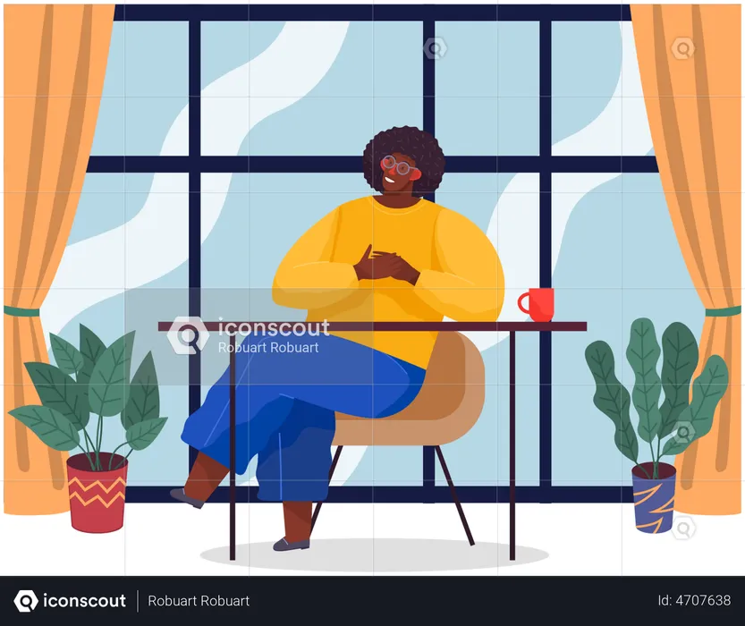 Man relaxing in office  Illustration