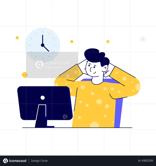 Man relaxing in office  Illustration