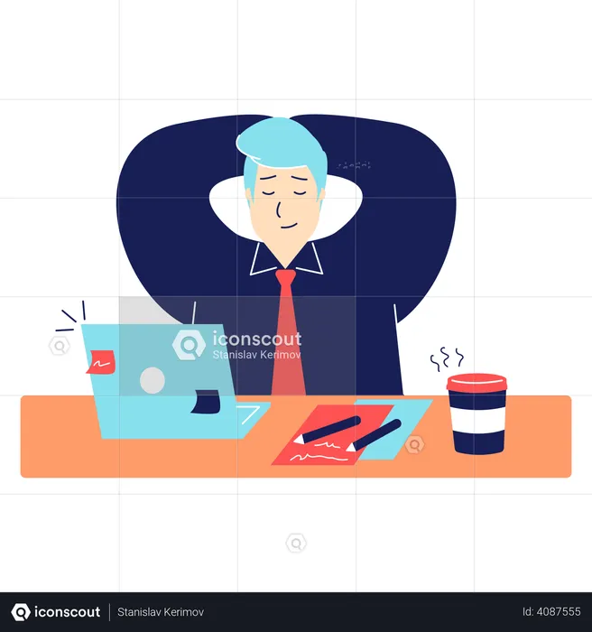 Man relaxing in office  Illustration