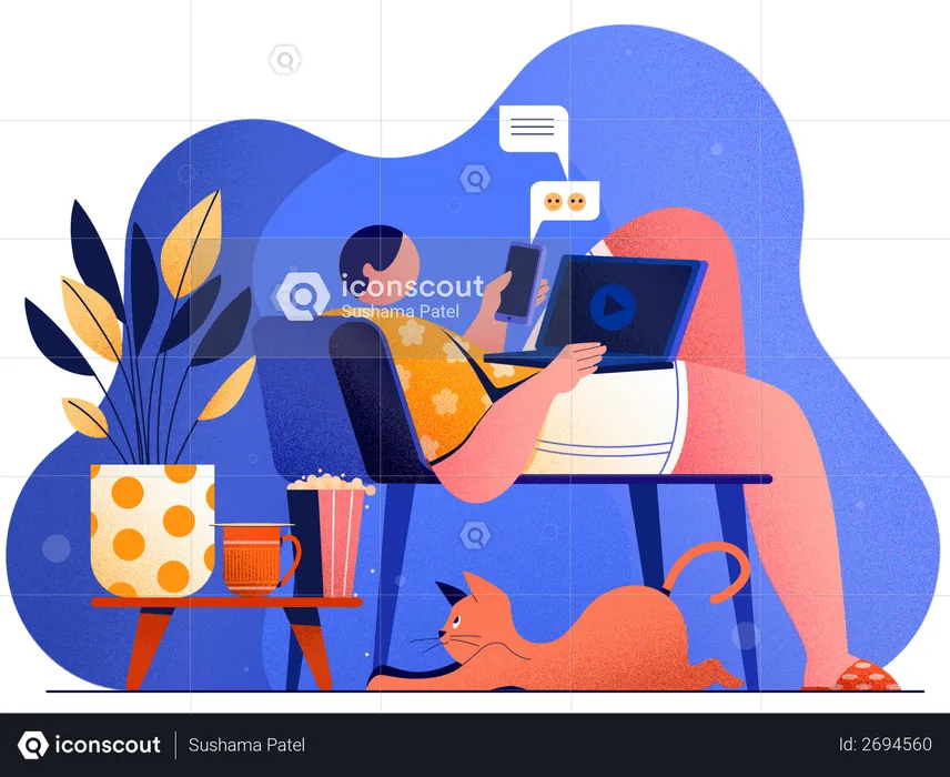 Man relaxing in the home  Illustration