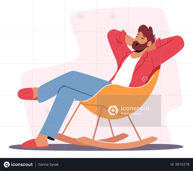 Man Relaxing On Weekend  Illustration