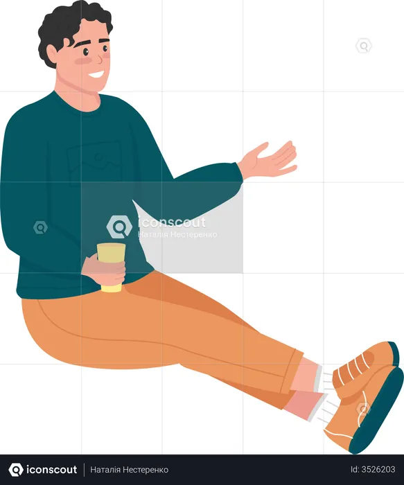 Man relaxing with drink  Illustration