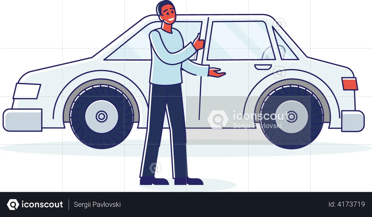 Man renting a vehicle  Illustration