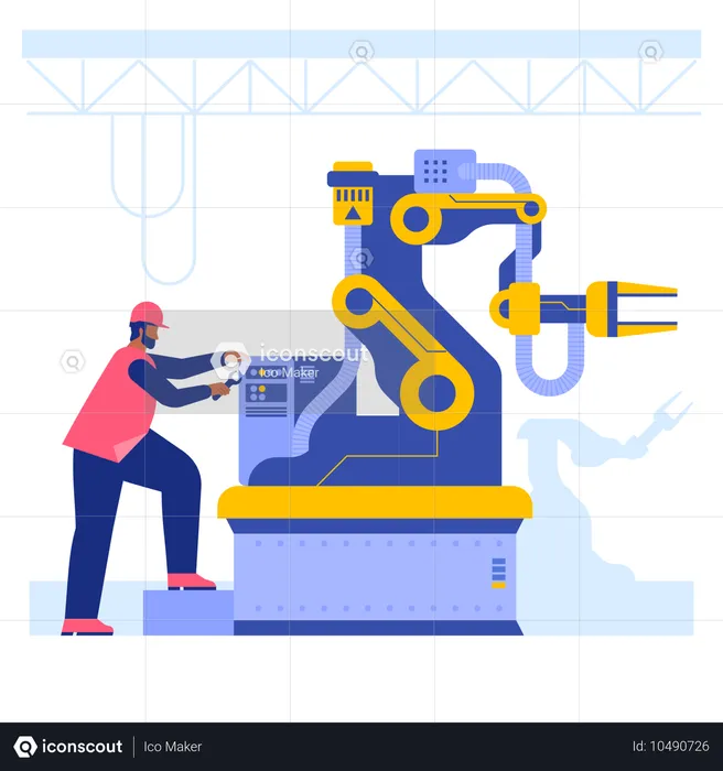 Man repairing industrial machine  Illustration