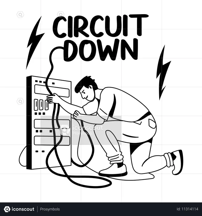 Man repairing Short Circuit  Illustration