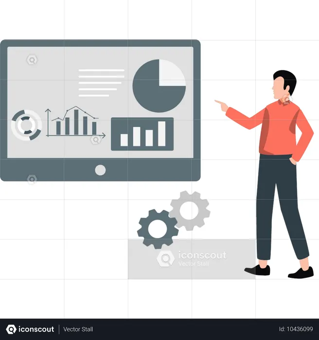 Man representing business management graph  Illustration