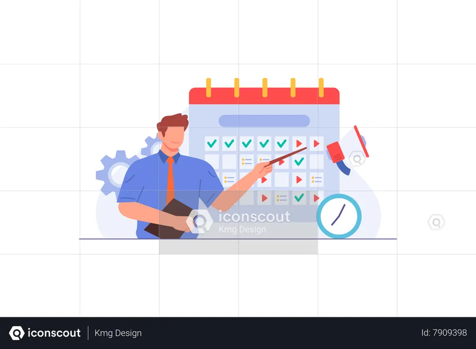 Man representing content schedule  Illustration