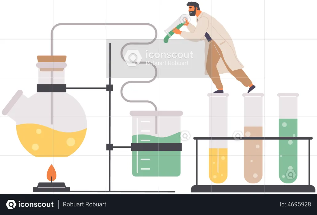Man Researcher In Chemical Lab  Illustration