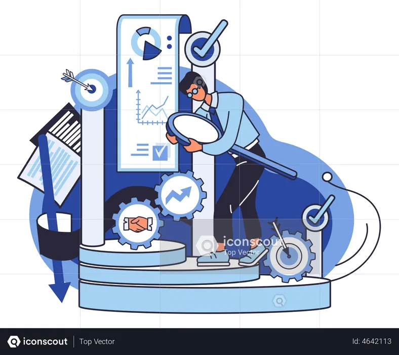 Man researching data report  Illustration