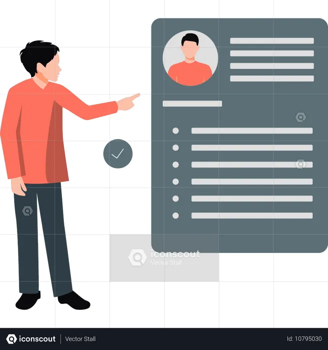 Man review resumes and cover letter to identify potential candidates  Illustration