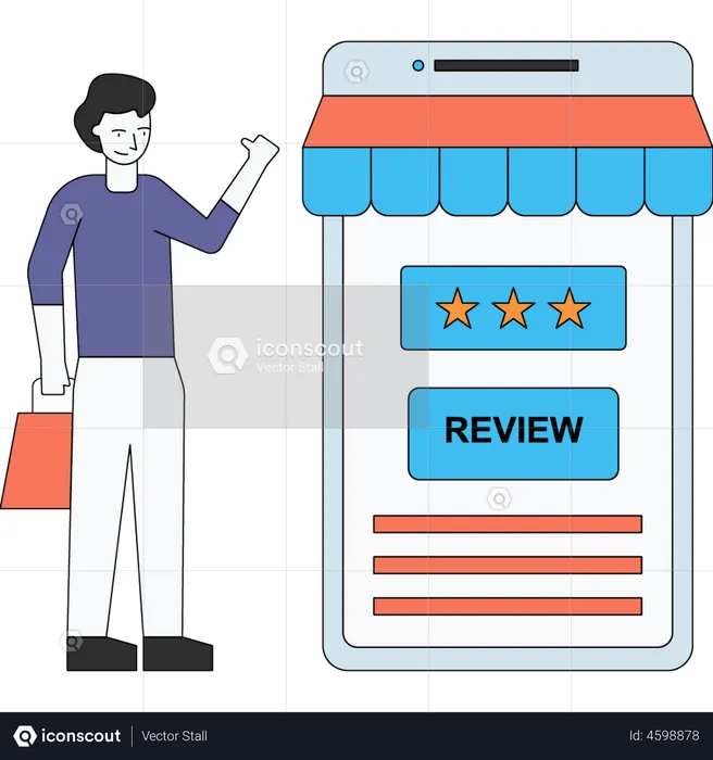 Man reviewed the online store  Illustration