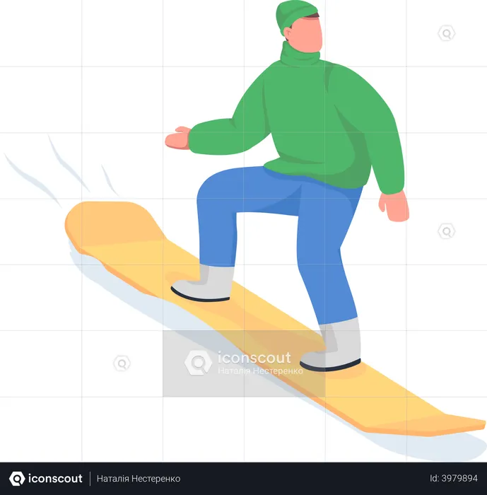 Man ride on snowboard  Illustration