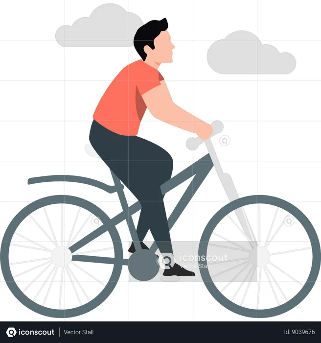 Man riding  bicycle  Illustration