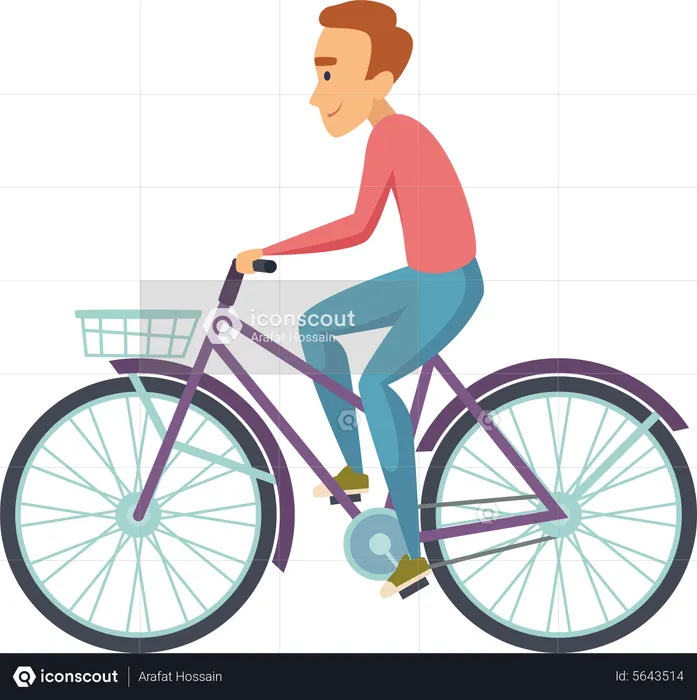 Man Riding Bicycle  Illustration