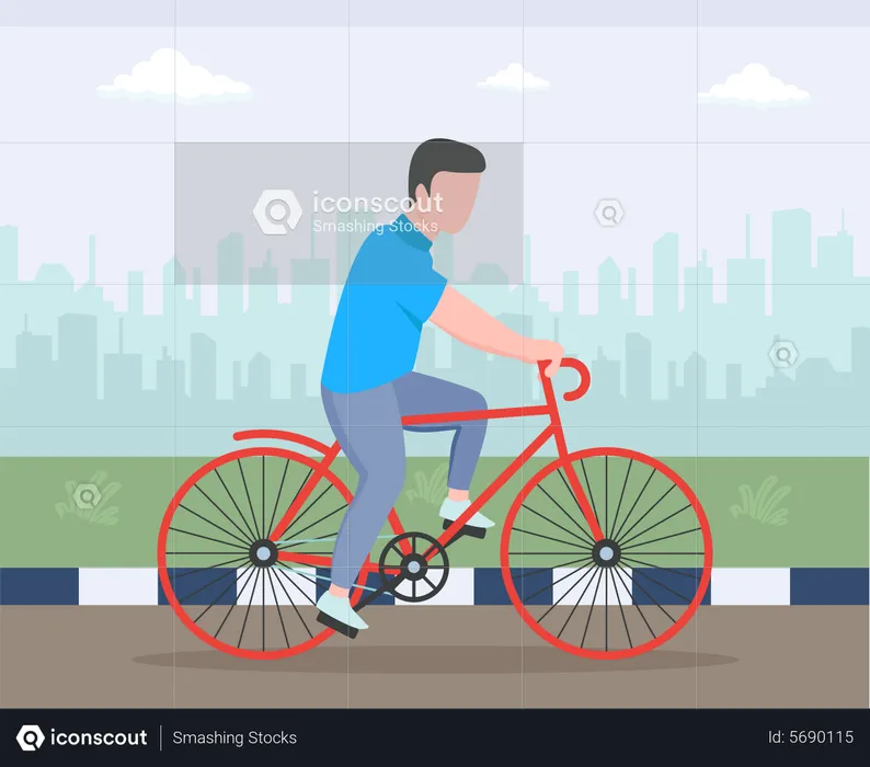 Man riding bicycle  Illustration
