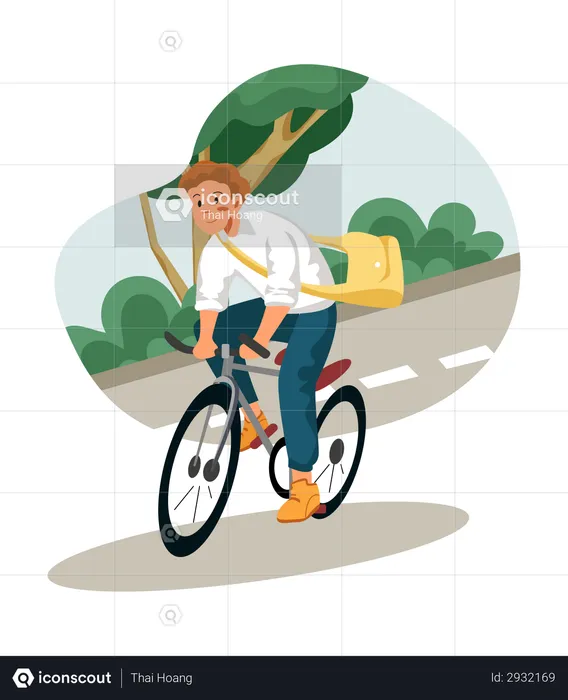 Man riding bicycle  Illustration