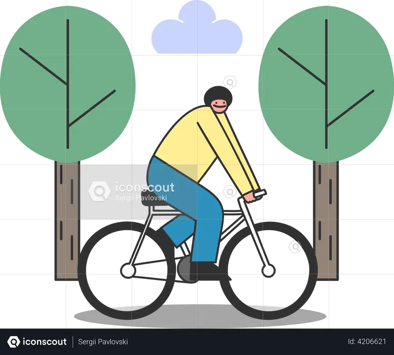 Man riding bicycle  Illustration