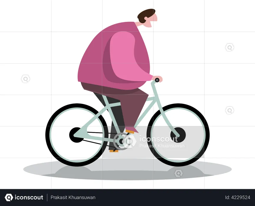 Man riding bicycle to lose weight  Illustration