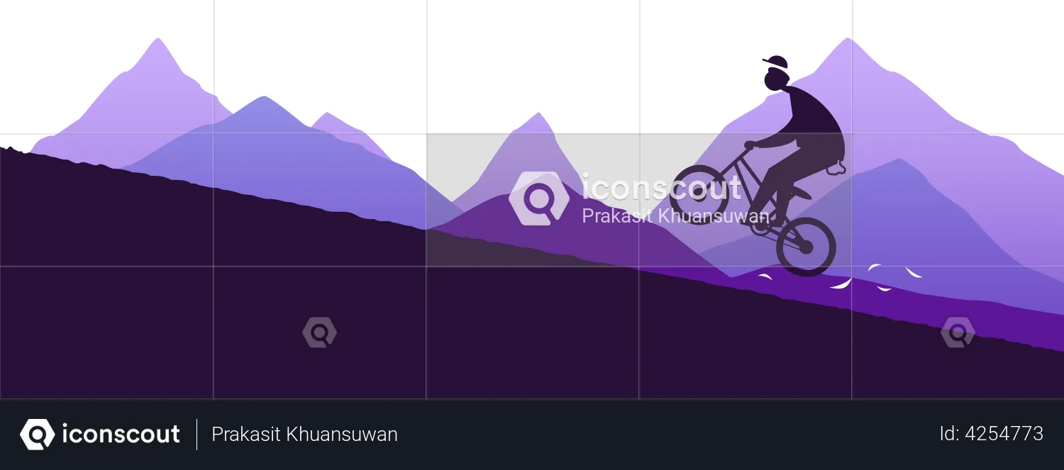 Man riding bicycle uphill  Illustration