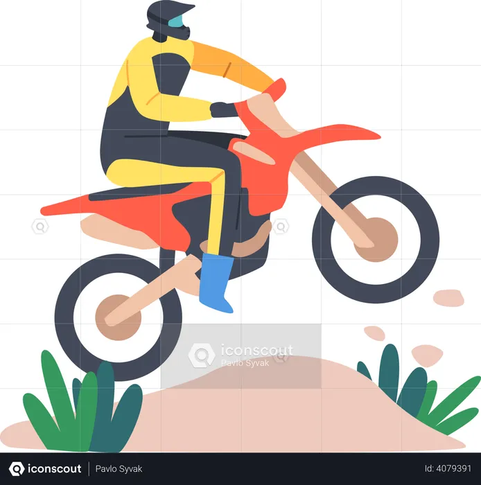 Man riding bike and doing extreme stunts  Illustration