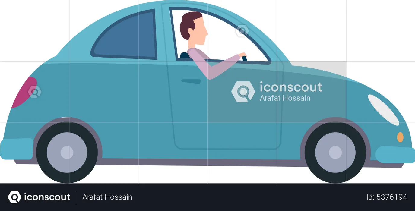 Man riding car  Illustration