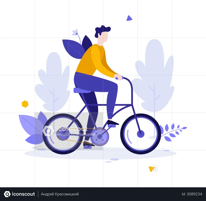 Man riding Cycle  Illustration
