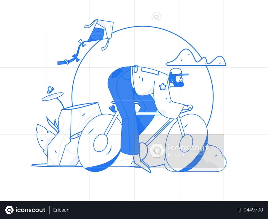 Man riding cycle  Illustration