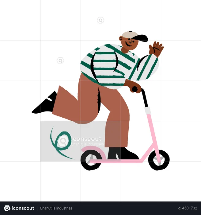 Man riding electric scooter  Illustration