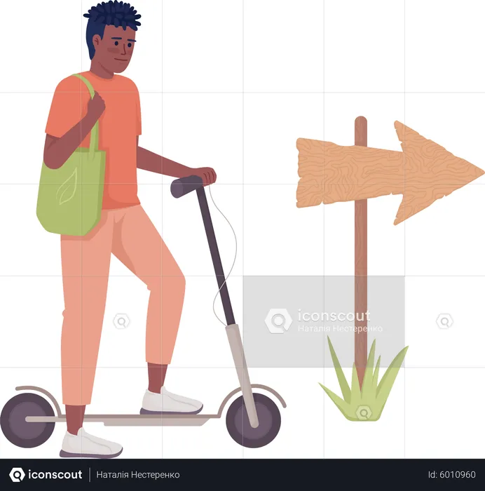 Man riding Electric scooter  Illustration