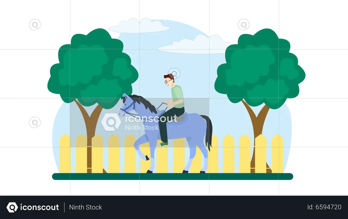 Man riding Horse  Illustration