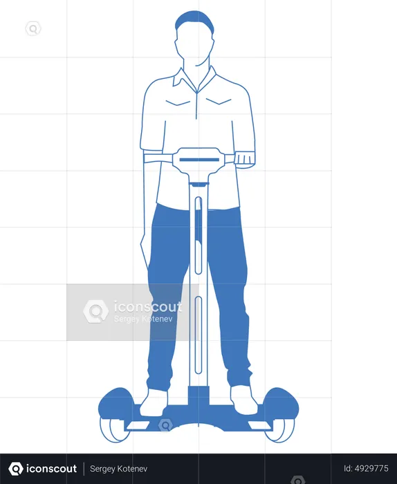 Man riding on hoverboard  Illustration
