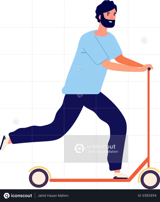 Man riding scooter  Illustration