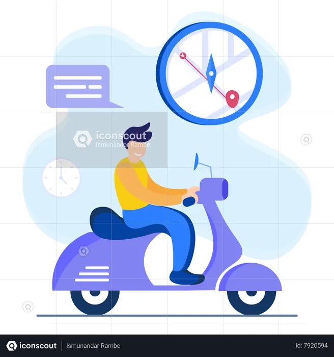 Man riding scooter and find location  Illustration