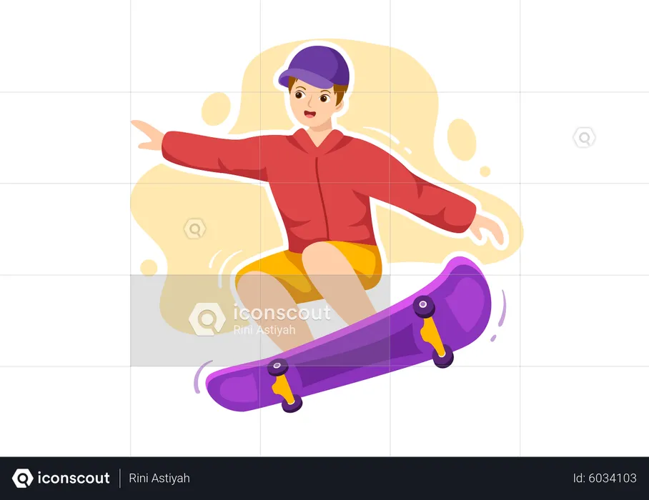 Man riding skateboard  Illustration