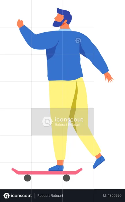 Man riding skateboard  Illustration