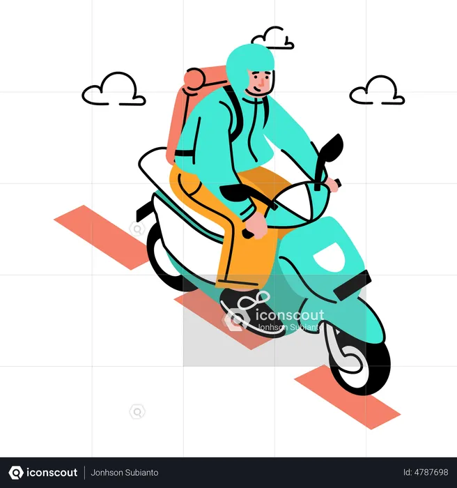 Man riding touring motorcycle  Illustration