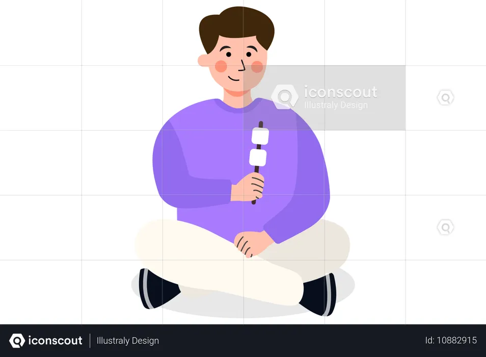 Man roasting marshmallow  Illustration