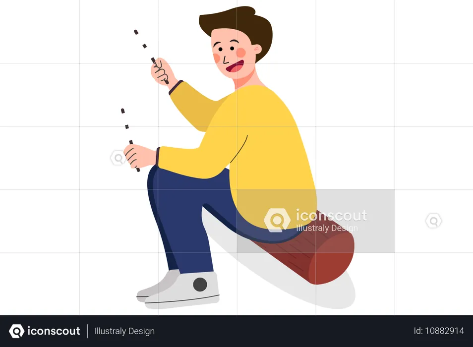 Man roasting marshmallow  Illustration