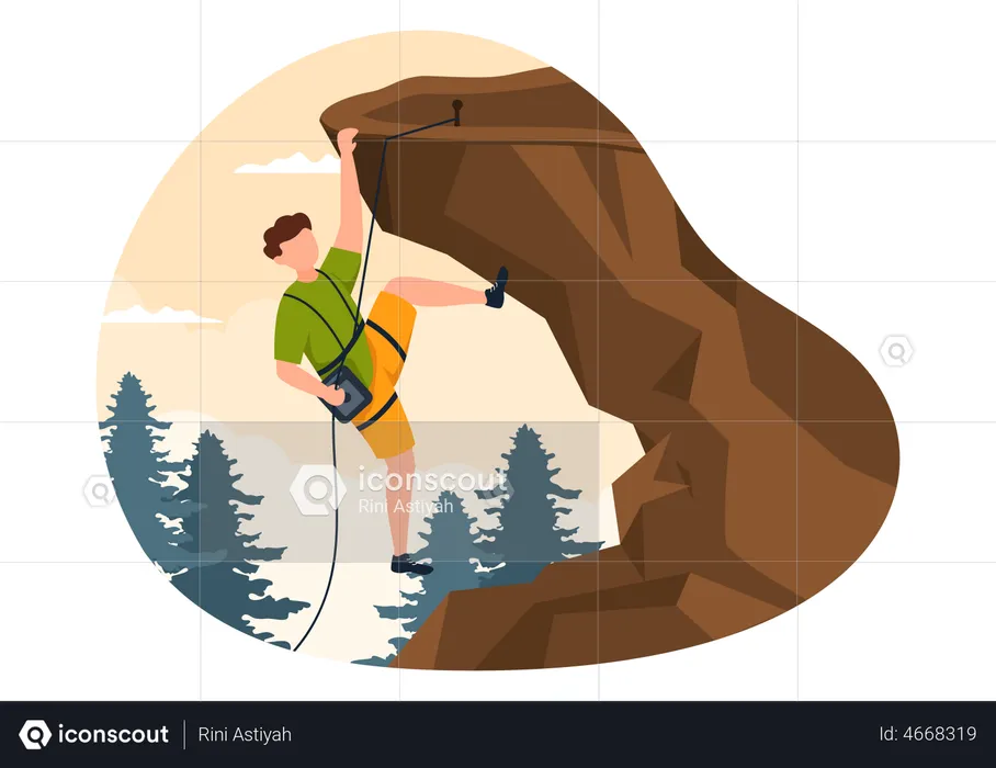 Man rock climbing  Illustration
