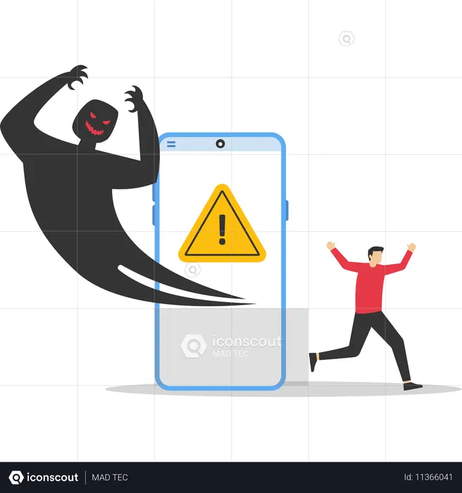 Man Running away from mobile phone  Illustration