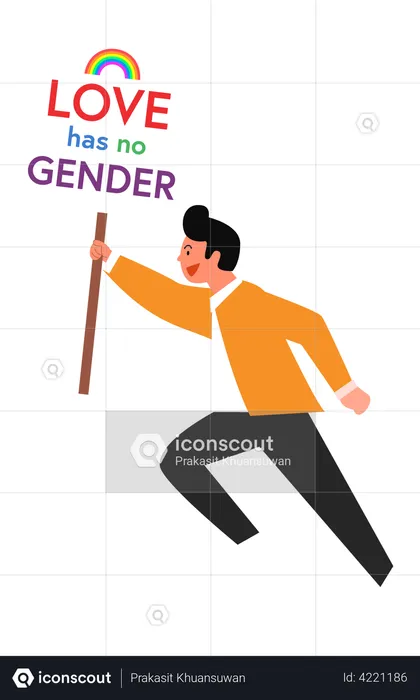 Man running for LGBT rights  Illustration