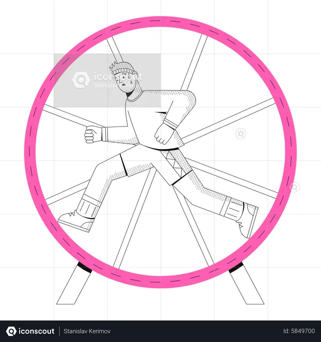 Man running in a wheel  Illustration